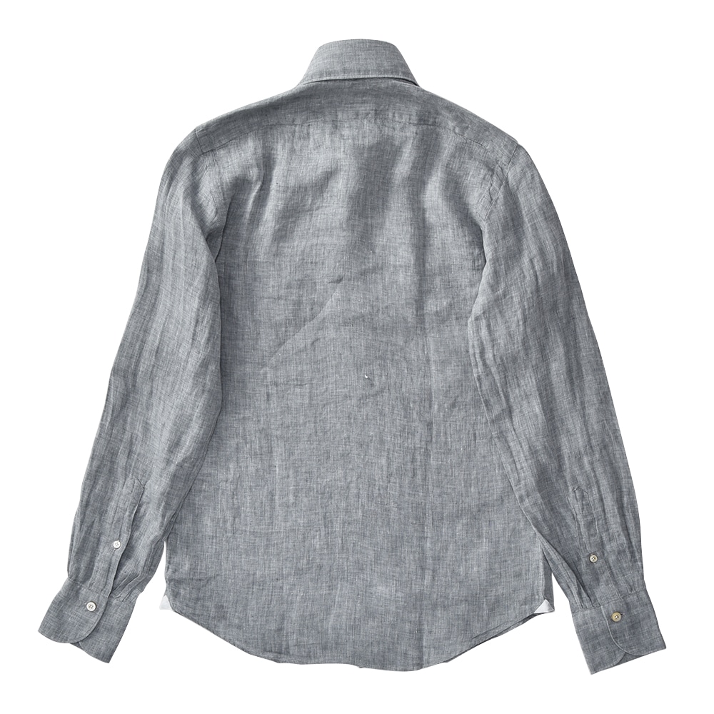 FINAMORE フィナモレ SERGIO BARI リネン ソリッド カッタウェイカラーシャツ C0032 010608 GRAY