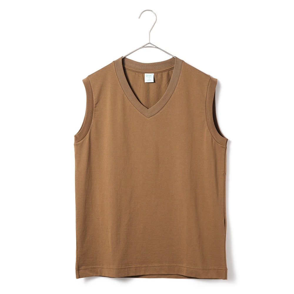 GICIPI ジチピ 2414P ACCIAIO JERSEY DOPPIO RITORTO アッチャーイオ ジャージ ドッピオ リトルト 双糸ジャージ VネックノースリーブTシャツ CAMEL