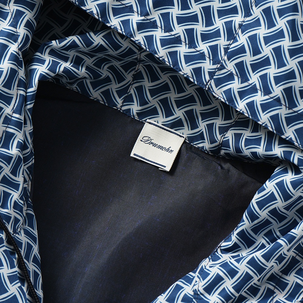 Drumohr ドルモア 高密度ポリエステル ビスコッティ柄 フーデッドブルゾン DKW00C NAVY