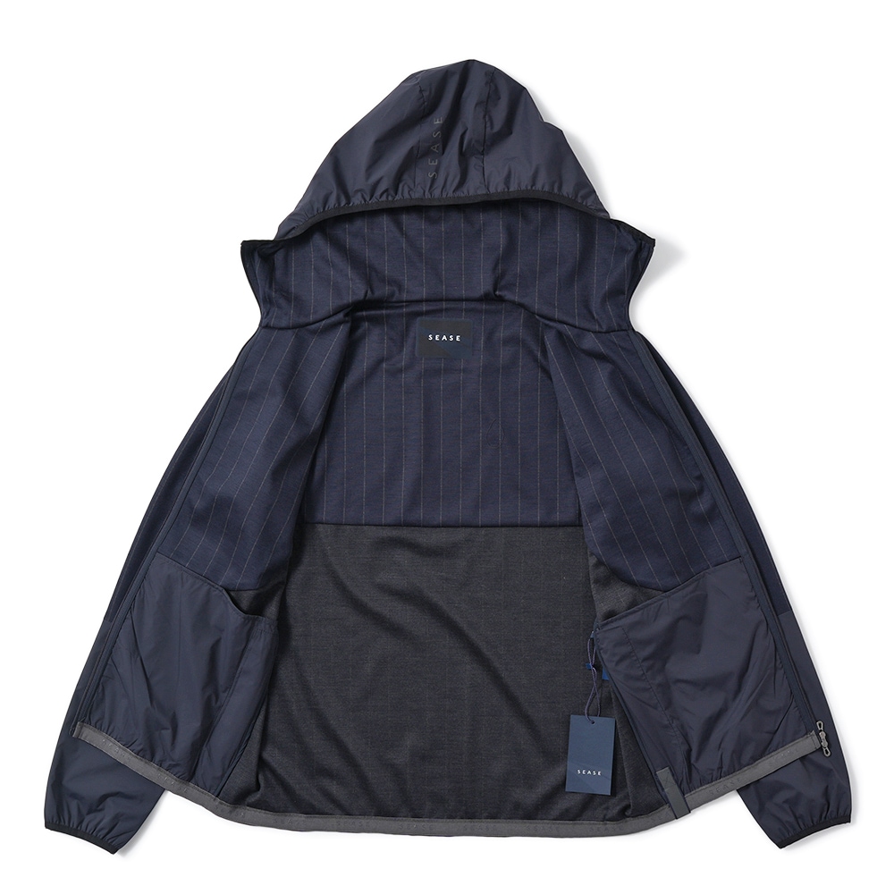 SEASE シーズ ZIPPED HOODIE HYBRID WH049/TJ232 ジップフーディ ハイブリッド B13 NAVY BLUE