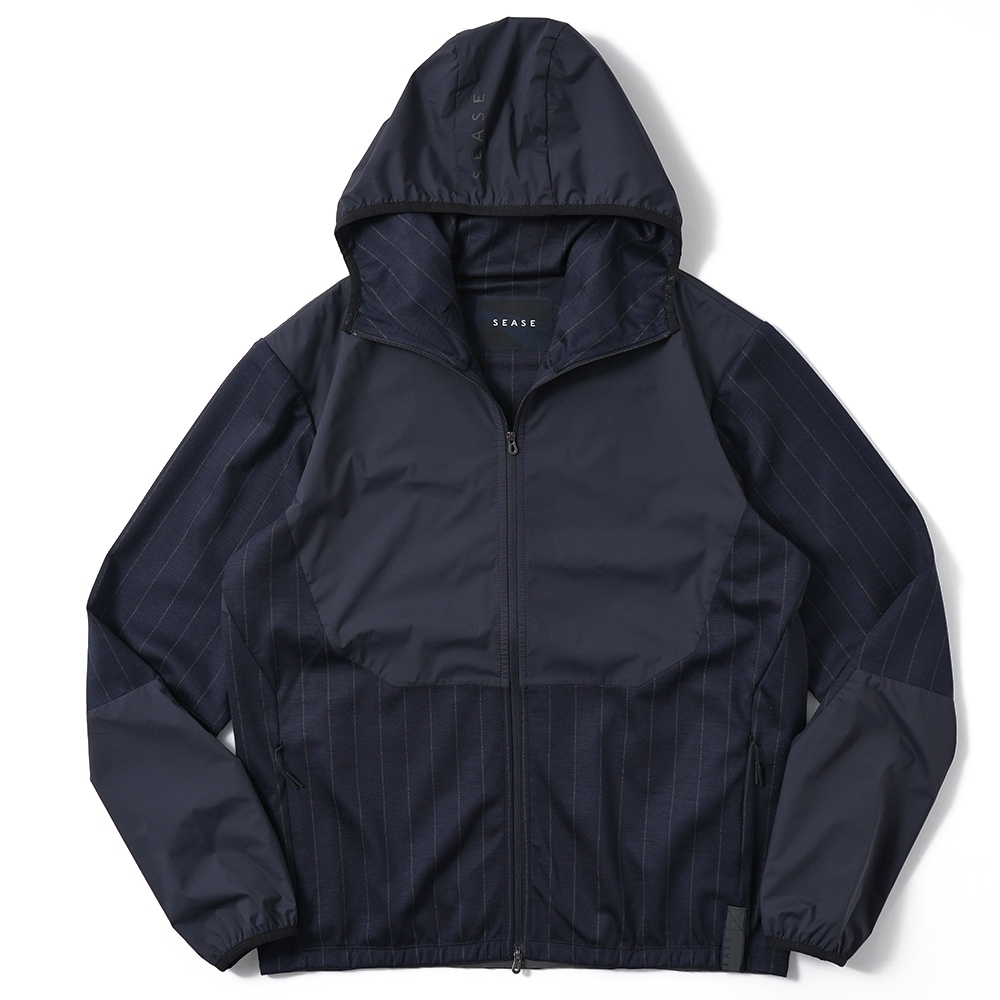 SEASE シーズ ZIPPED HOODIE HYBRID WH049/TJ232 ジップフーディ ハイブリッド B13 NAVY BLUE