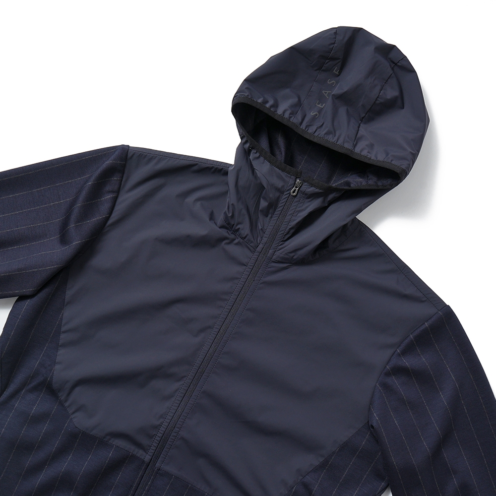 SEASE シーズ ZIPPED HOODIE HYBRID WH049/TJ232 ジップフーディ ハイブリッド B13 NAVY BLUE