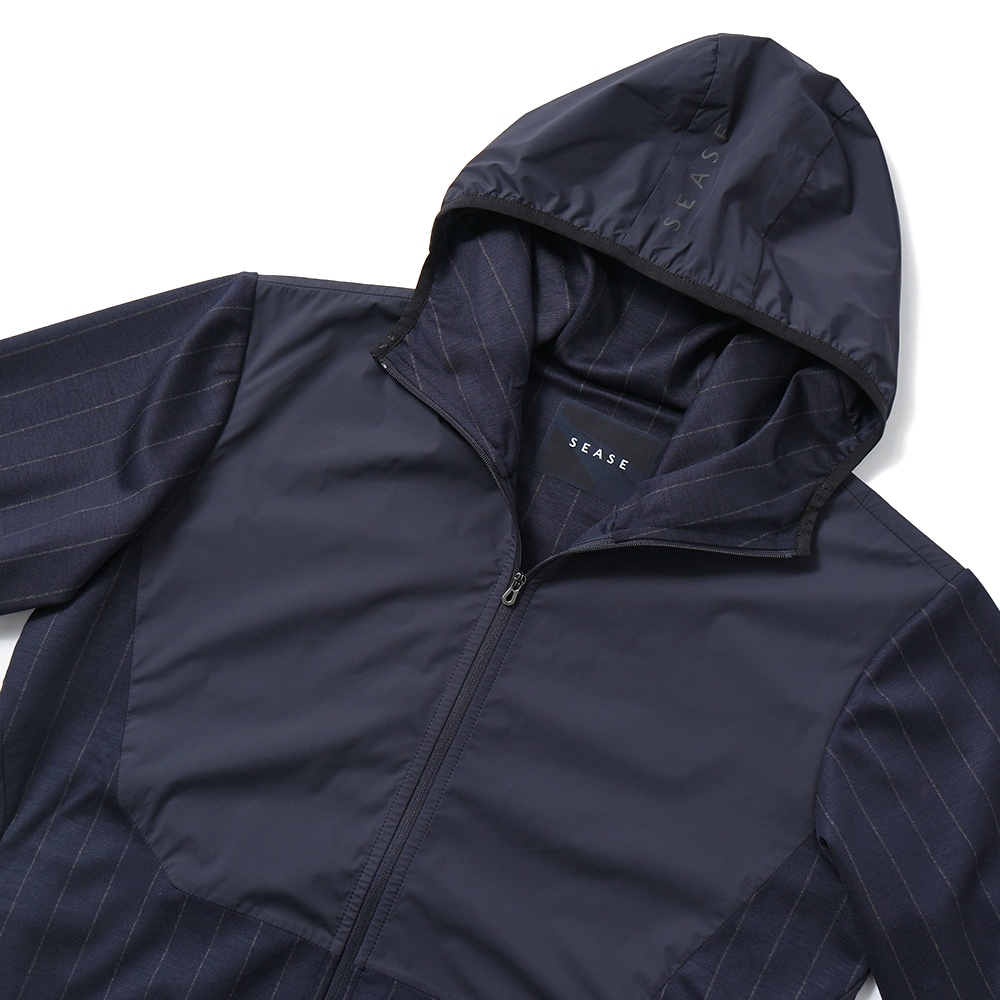SEASE シーズ ZIPPED HOODIE HYBRID WH049/TJ232 ジップフーディ ハイブリッド B13 NAVY BLUE