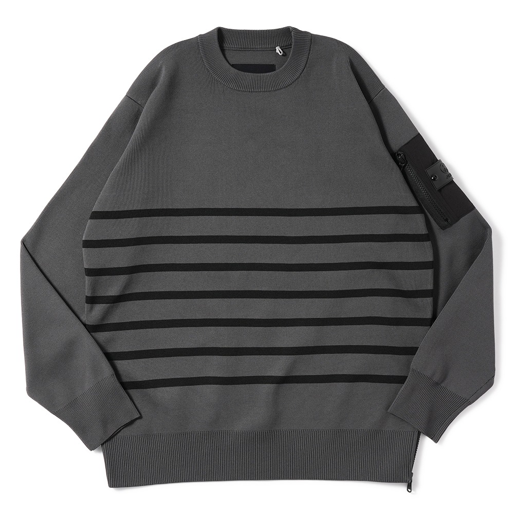 JUNHASHIMOTO ジュンハシモト JH+ CREW NECK BORDER クルーネック ボーダー 1092410031 GREY×BLACK