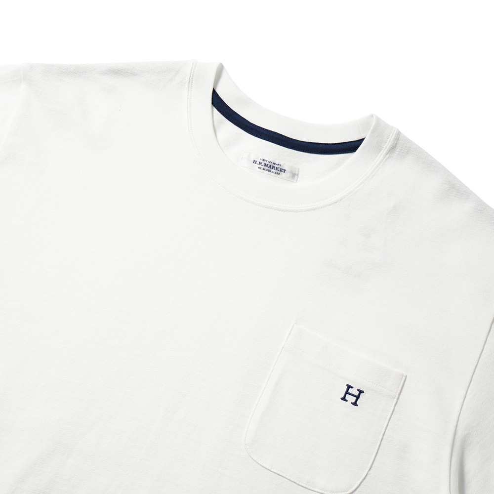 HOLLYWOOD RANCH MARKET ハリウッドランチマーケット Hエンブロイダリー ナローリブ ロングスリーブTシャツ 1006719 WHITE