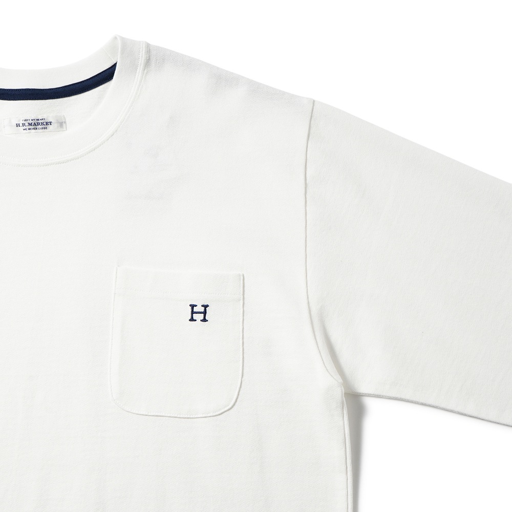 HOLLYWOOD RANCH MARKET ハリウッドランチマーケット Hエンブロイダリー ナローリブ ロングスリーブTシャツ 1006719 WHITE