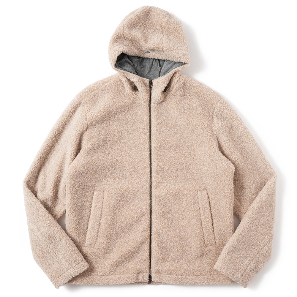 HERNO ヘルノ リゾート エコファー メランジフリース フーデッドブルゾン GI00105UR-12895 BEIGE