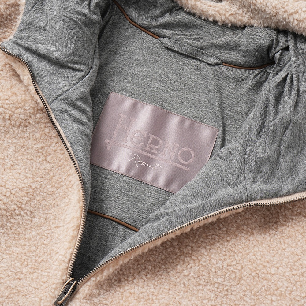 HERNO ヘルノ リゾート エコファー メランジフリース フーデッドブルゾン GI00105UR-12895 BEIGE