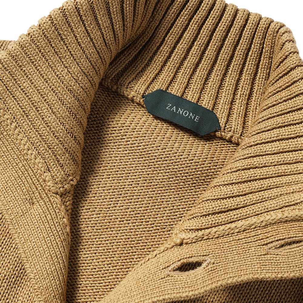 ZANONE ザノーネ CHIOTO コットン ミドルゲージ ニット スタンドカラーカーディガン 812485-ZM364 BEIGE