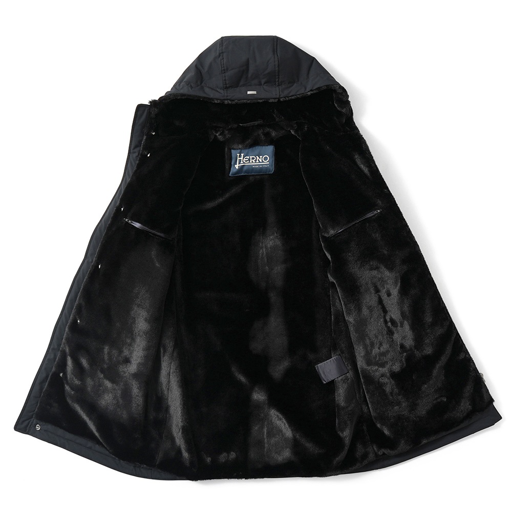 HERNO ヘルノ KEYSTONE 撥水ポリエステル 中綿 フーデッドコート PA000170U-12343Z BLACK
