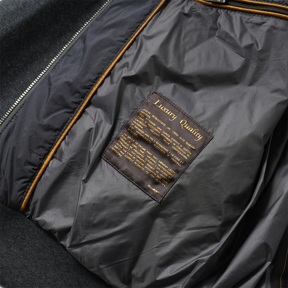 MOORER ムーレー VERUCCI-S3F ヴェルッチ ストレッチナイロン×スウェット コンビネーション フーデッドダウンブルゾン D.GRAY 　