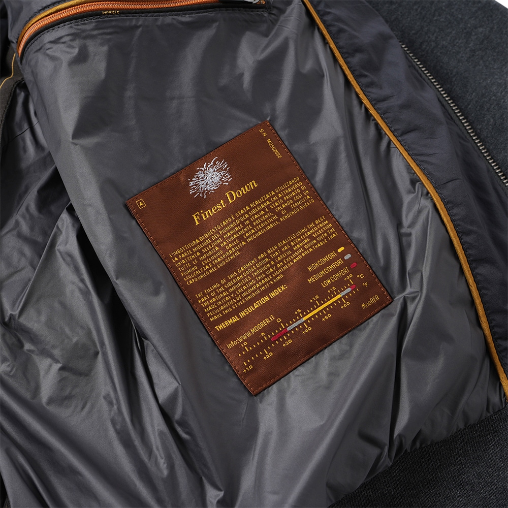 MOORER ムーレー VERUCCI-S3F ヴェルッチ ストレッチナイロン×スウェット コンビネーション フーデッドダウンブルゾン D.GRAY 　