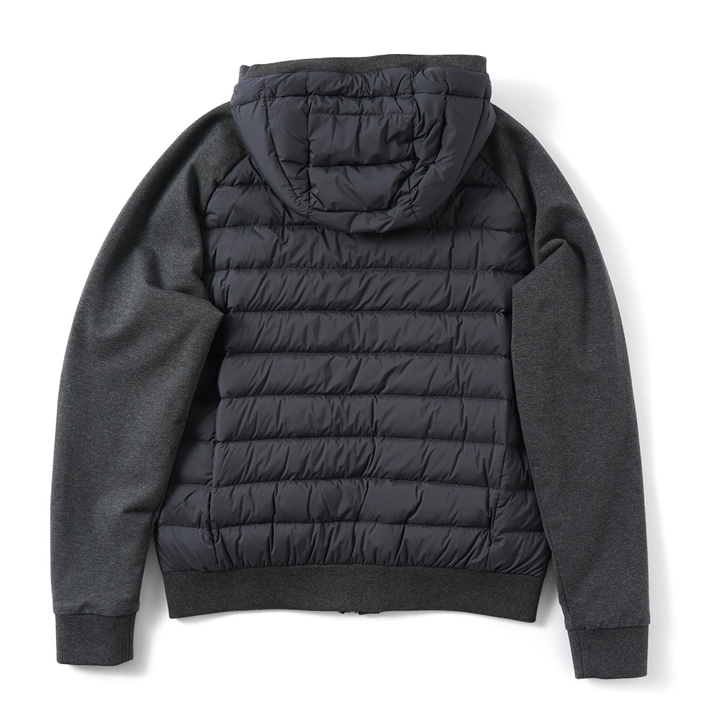 MOORER ムーレー VERUCCI-S3F ヴェルッチ ストレッチナイロン×スウェット コンビネーション フーデッドダウンブルゾン D.GRAY 　