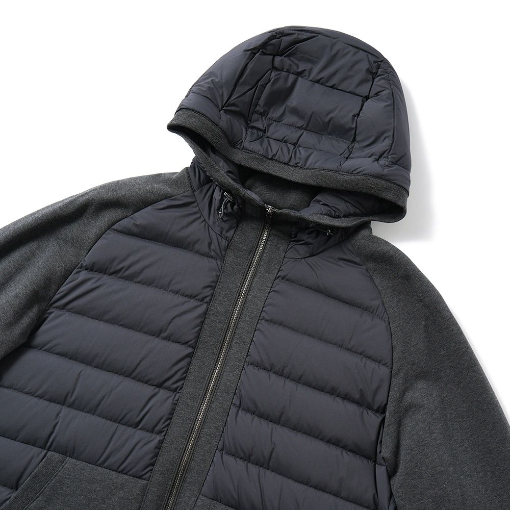 MOORER ムーレー VERUCCI-S3F ヴェルッチ ストレッチナイロン×スウェット コンビネーション フーデッドダウンブルゾン D.GRAY 　