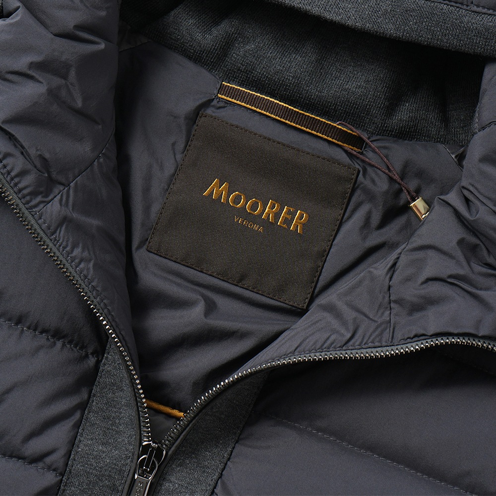 MOORER ムーレー VERUCCI-S3F ヴェルッチ ストレッチナイロン×スウェット コンビネーション フーデッドダウンブルゾン D.GRAY 　