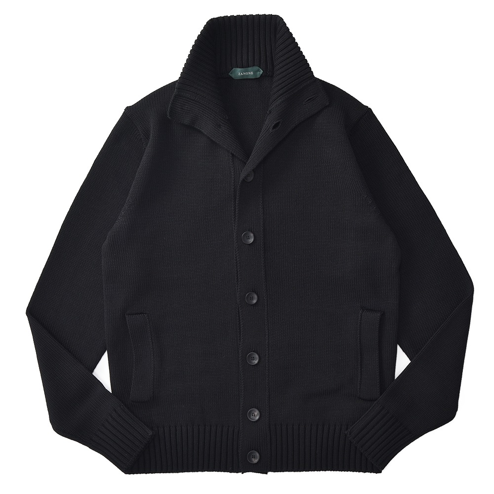 ZANONE CHIOTO 5ゲージソリッドウールスタンドカラーニット NAVY