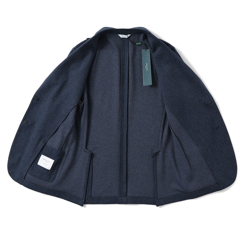 BOGLIOLI ボリオリ EMPTY JACKET コットンジャージー ガンクラブチェック 2B ジャケット OG0166/FB5018 NAVY