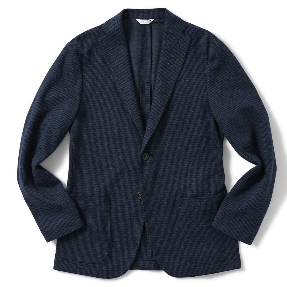 BOGLIOLI ボリオリ EMPTY JACKET コットンジャージー ガンクラブチェック 2B ジャケット OG0166/FB5018 NAVY