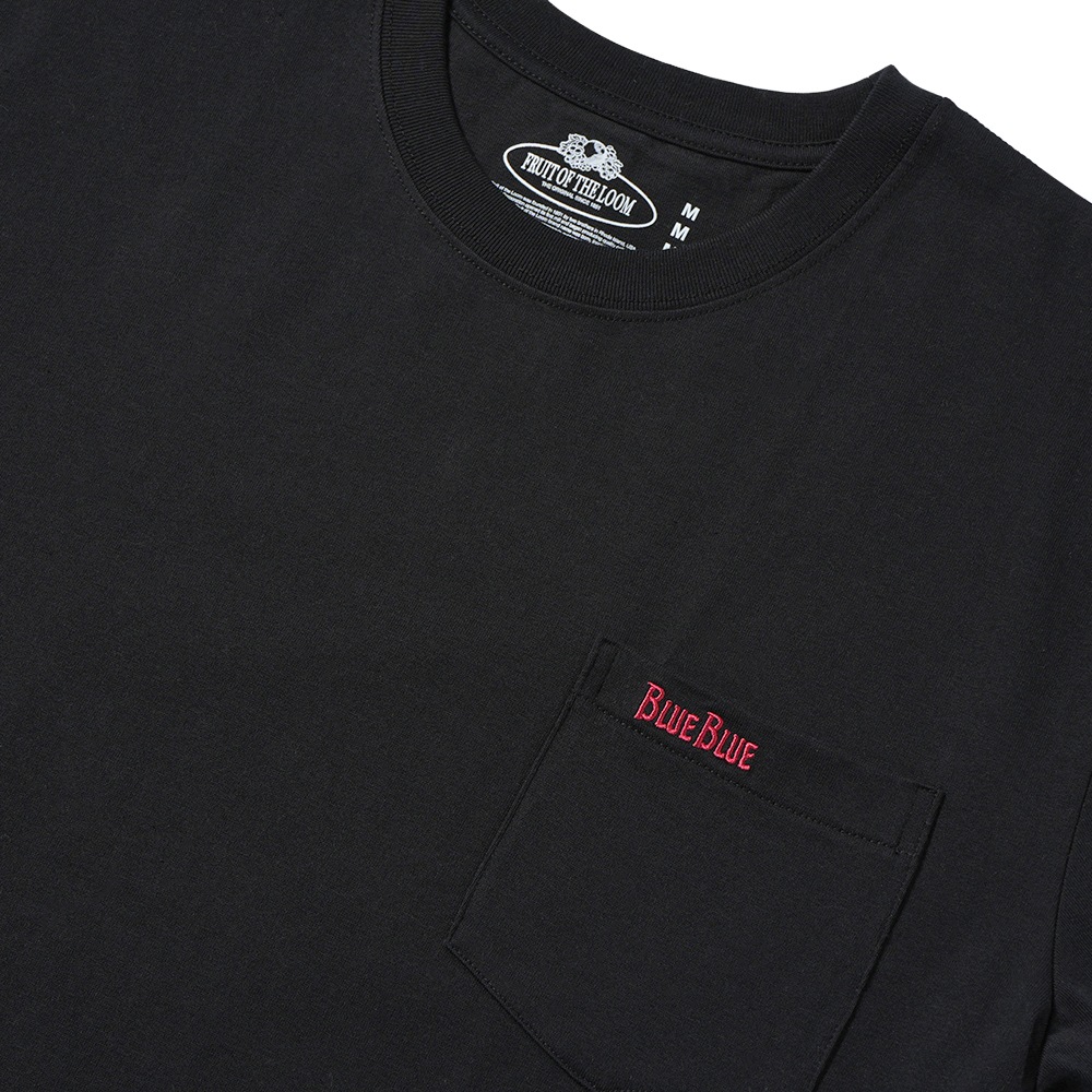 FRUIT OF THE LOOM・BLUE BLUE フルーツオブザルーム×ブルーブルー FRUIT OF THE LOOM・BLUE BLUE オーガニックコットン 2パック ポケットTシャツ/24 BLACK