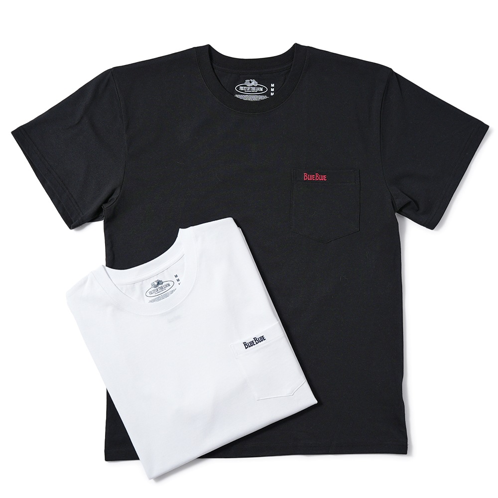 FRUIT OF THE LOOM・BLUE BLUE フルーツオブザルーム×ブルーブルー FRUIT OF THE LOOM・BLUE BLUE オーガニックコットン 2パック ポケットTシャツ/24 BLACK