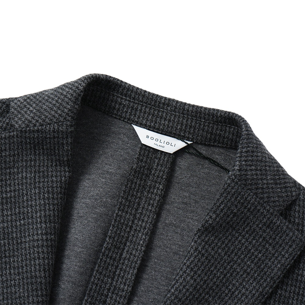 BOGLIOLI ボリオリ EMPTY JACKET コットンジャージー ガンクラブチェック 2B ジャケット OG0166/FB5018 D.GRAY