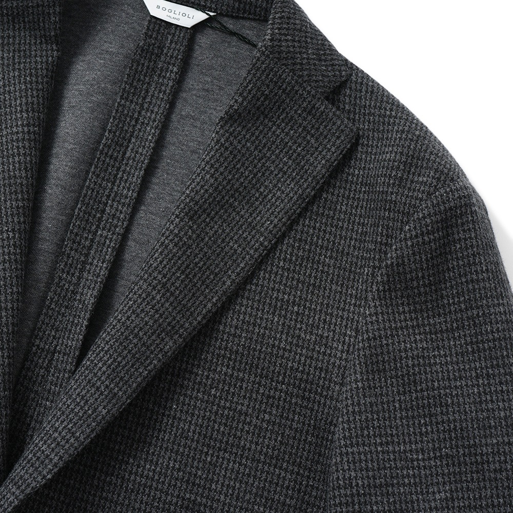 BOGLIOLI ボリオリ EMPTY JACKET コットンジャージー ガンクラブチェック 2B ジャケット OG0166/FB5018 D.GRAY