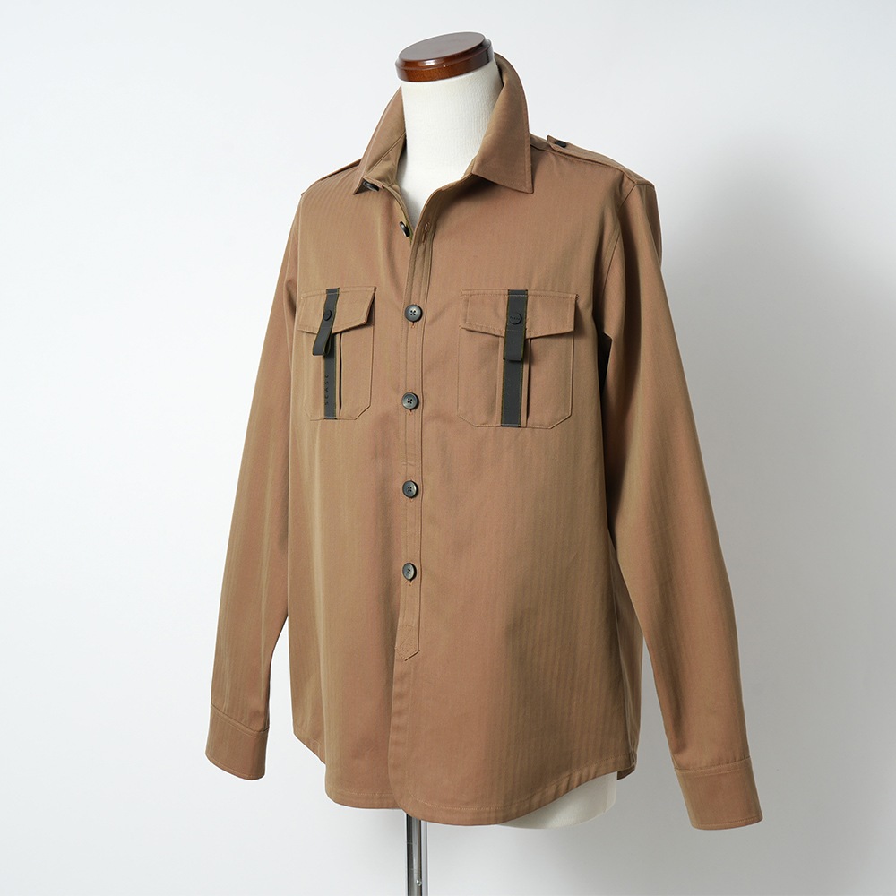 SEASE シーズ CAMICIA GENERALE JJ043/TN363 コットン ソラーロ ヘリンボーン オーバーシャツ R11 IRIDESCENT DESERT