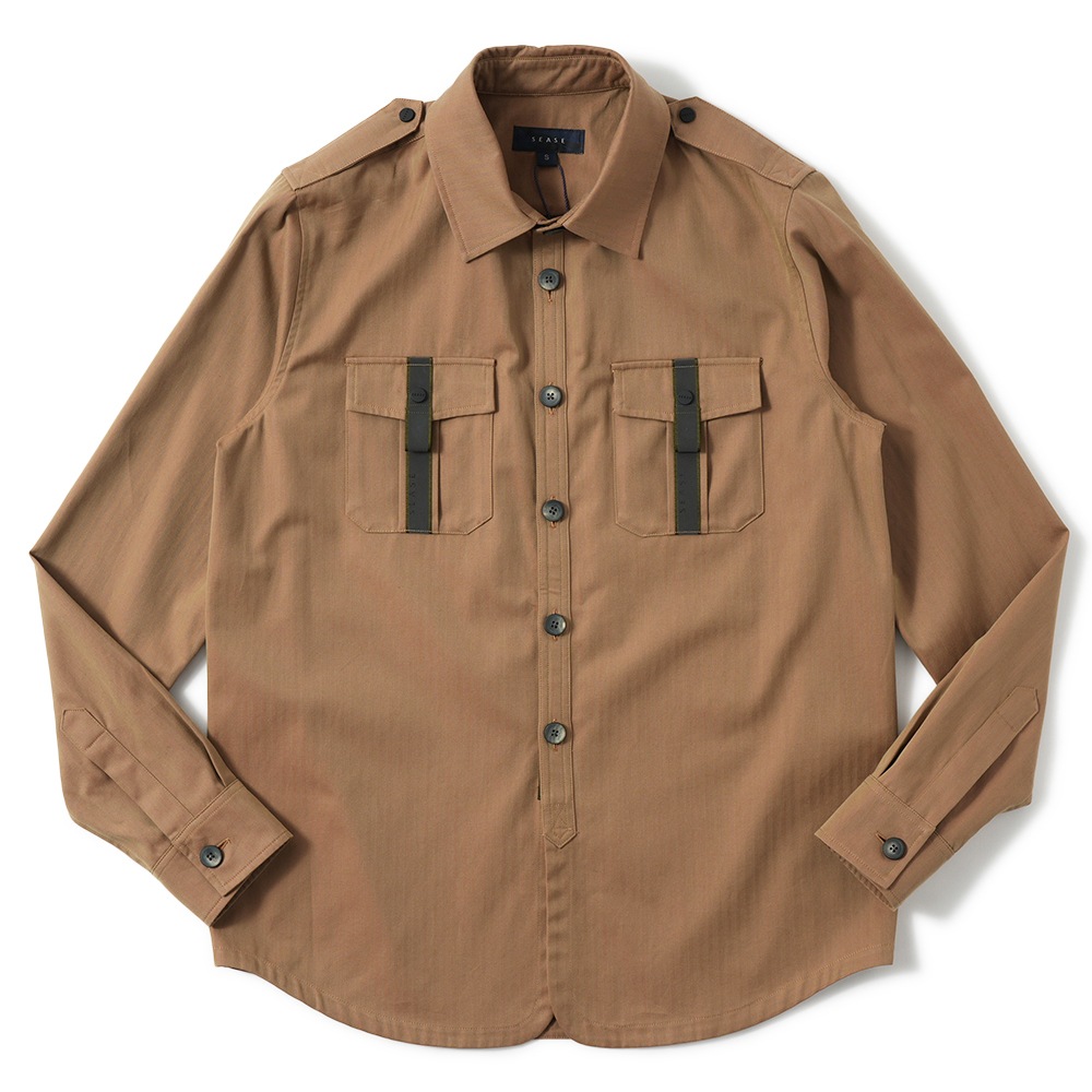 SEASE シーズ CAMICIA GENERALE JJ043/TN363 コットン ソラーロ ヘリンボーン オーバーシャツ R11 IRIDESCENT DESERT