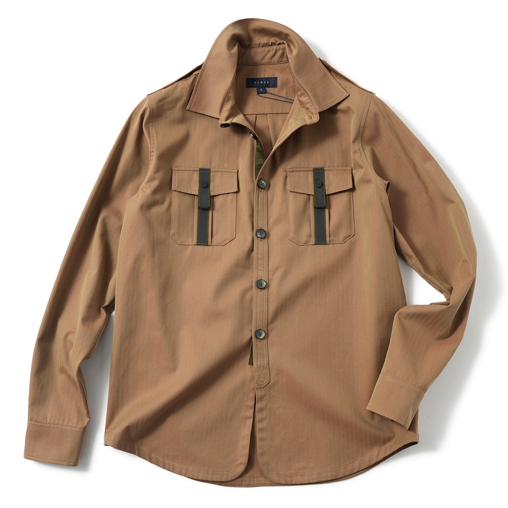 SEASE シーズ CAMICIA GENERALE JJ043/TN363 コットン ソラーロ ヘリンボーン オーバーシャツ R11 IRIDESCENT DESERT