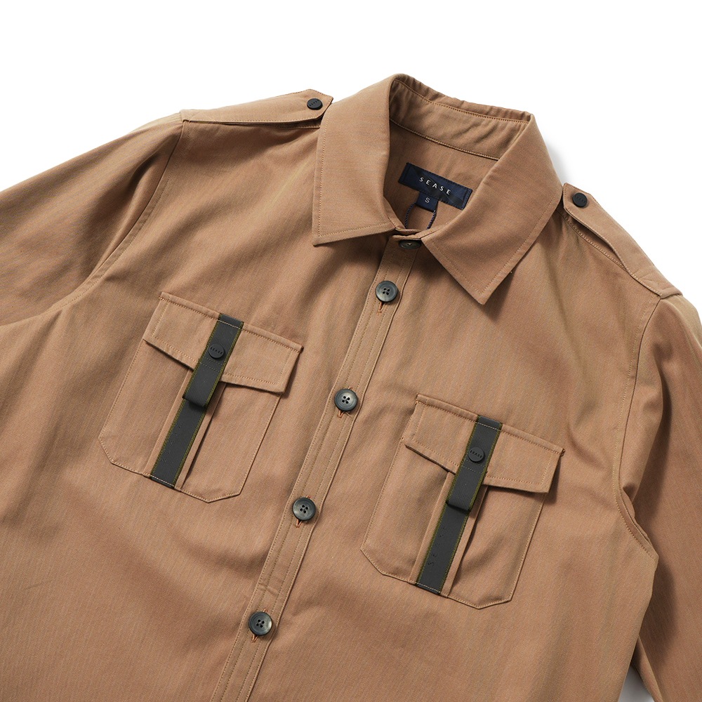 SEASE シーズ CAMICIA GENERALE JJ043/TN363 コットン ソラーロ ヘリンボーン オーバーシャツ R11 IRIDESCENT DESERT