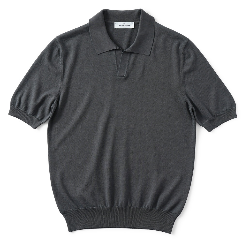GRAN SASSO グランサッソ ソフトコットン ニット スキッパーポロシャツ 57186/18170 CHARCOAL