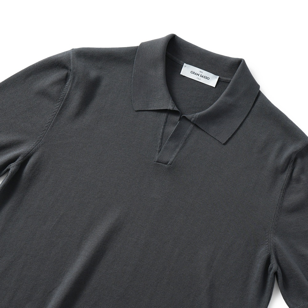 GRAN SASSO グランサッソ ソフトコットン ニット スキッパーポロシャツ 57186/18170 CHARCOAL