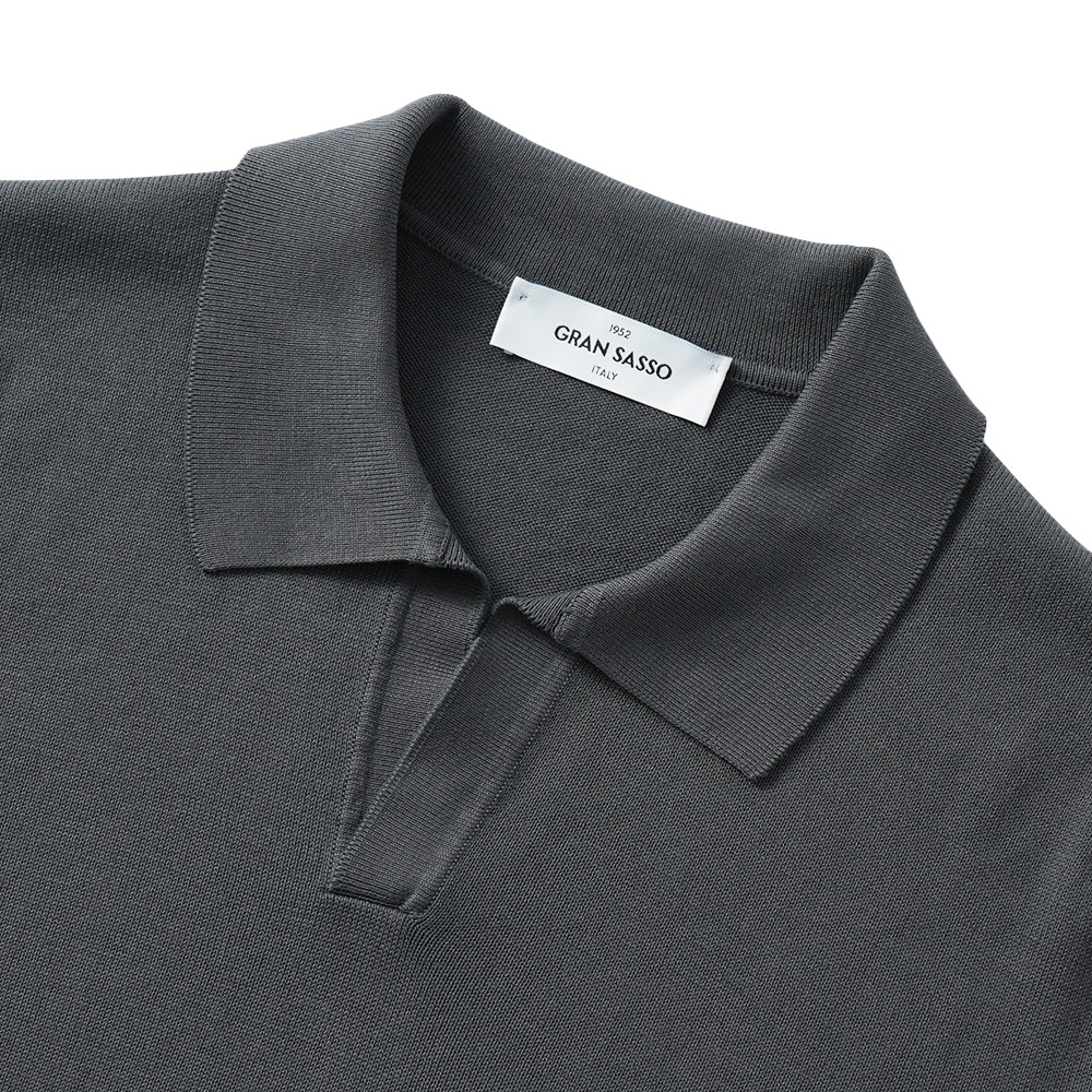GRAN SASSO グランサッソ ソフトコットン ニット スキッパーポロシャツ 57186/18170 CHARCOAL