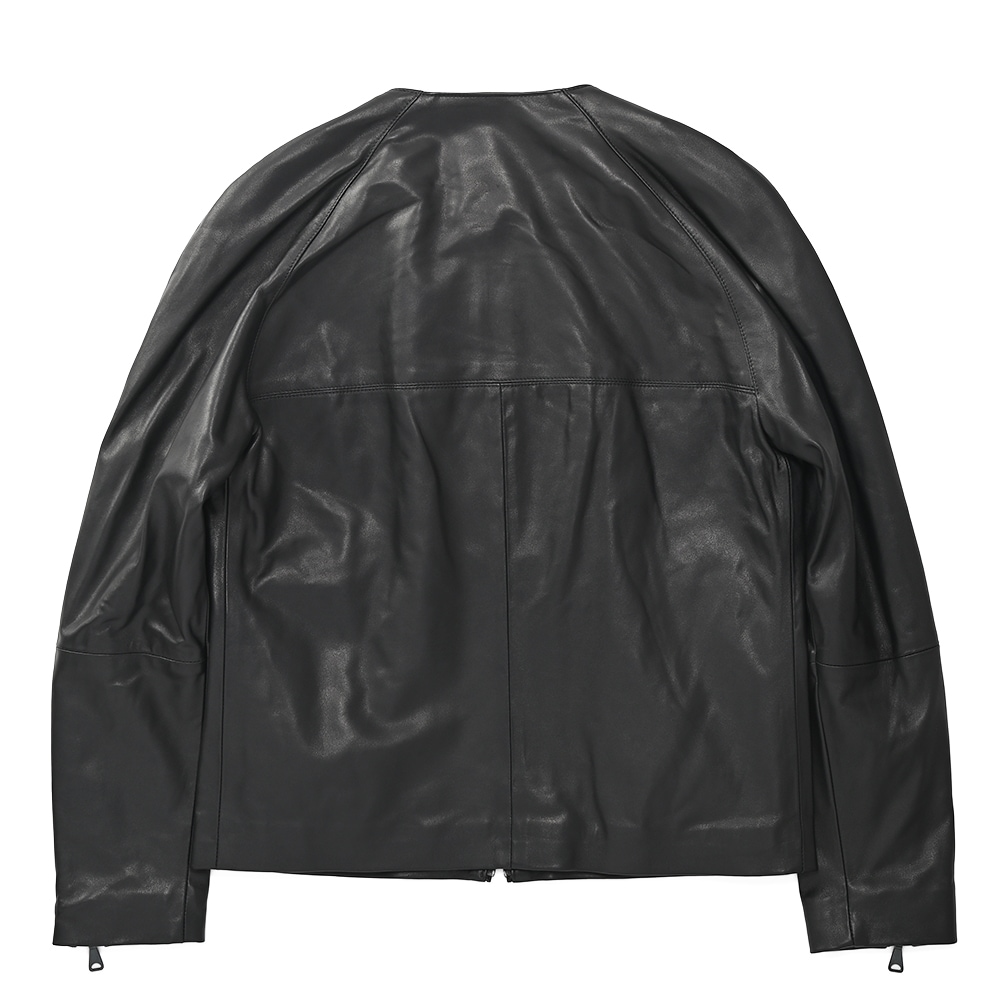 EMMETI エンメティ FELIX NAPPA GOLD フェリックス ナッパゴールド ノーカラーライダースジャケット BLACK