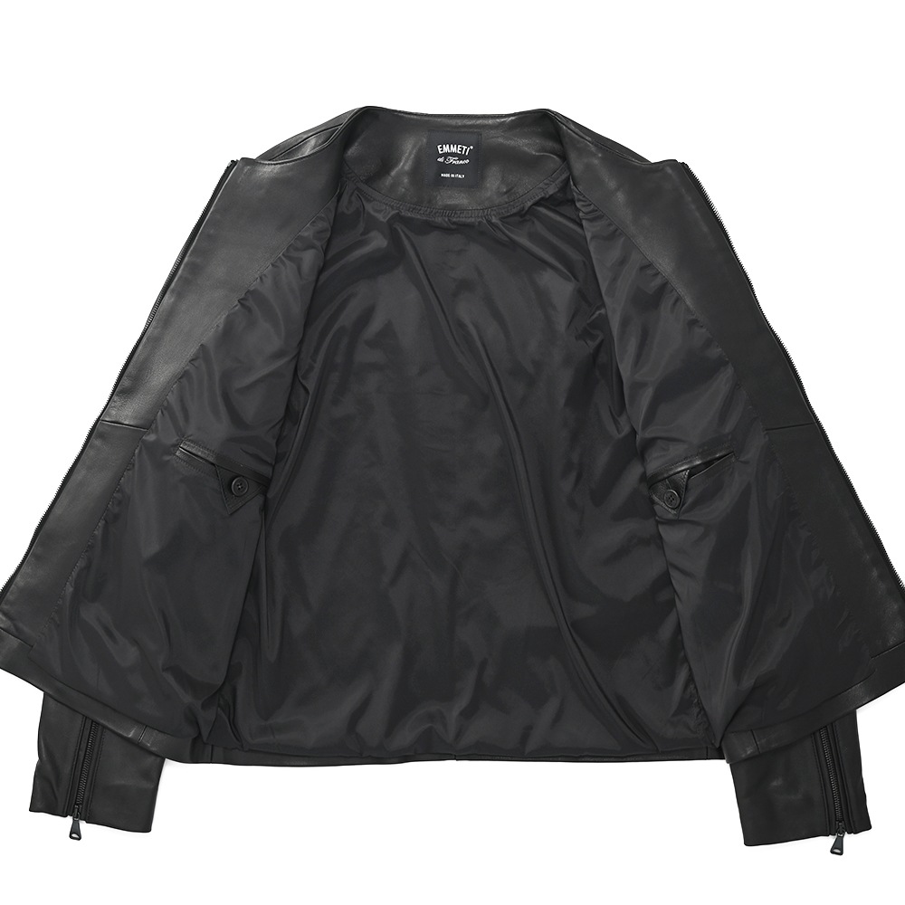 EMMETI エンメティ FELIX NAPPA GOLD フェリックス ナッパゴールド ノーカラーライダースジャケット BLACK