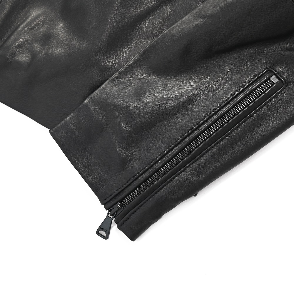 EMMETI エンメティ FELIX NAPPA GOLD フェリックス ナッパゴールド ノーカラーライダースジャケット BLACK