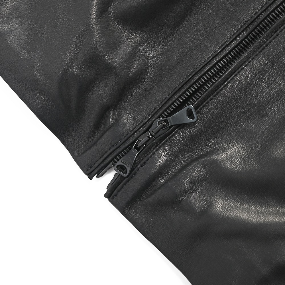 EMMETI エンメティ FELIX NAPPA GOLD フェリックス ナッパゴールド ノーカラーライダースジャケット BLACK
