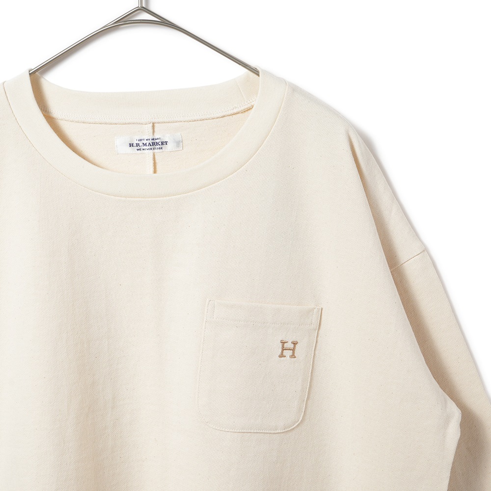 HOLLYWOOD RANCH MARKET ハリウッドランチマーケット HエンブロイダリーラウンドヘムロングスリーブTシャツ ウイメンズ 1006722 NATURAL