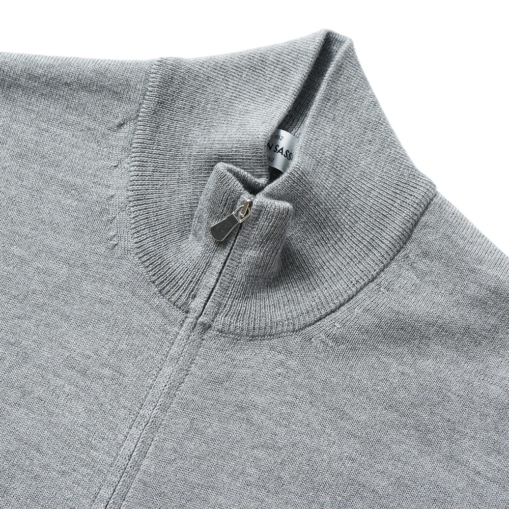 GRANSASSO グランサッソ メリノウール ニット ジップアップ スタンドカラー カーディガン 55144/14290 L.GRAY