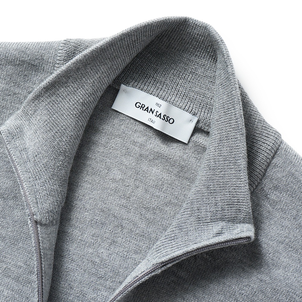 GRANSASSO グランサッソ メリノウール ニット ジップアップ スタンドカラー カーディガン 55144/14290 L.GRAY