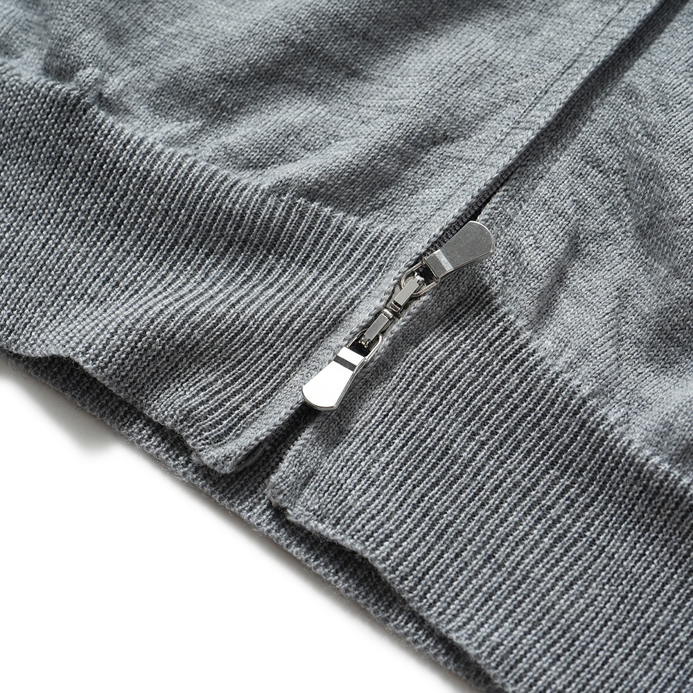 GRANSASSO グランサッソ メリノウール ニット ジップアップ スタンドカラー カーディガン 55144/14290 L.GRAY