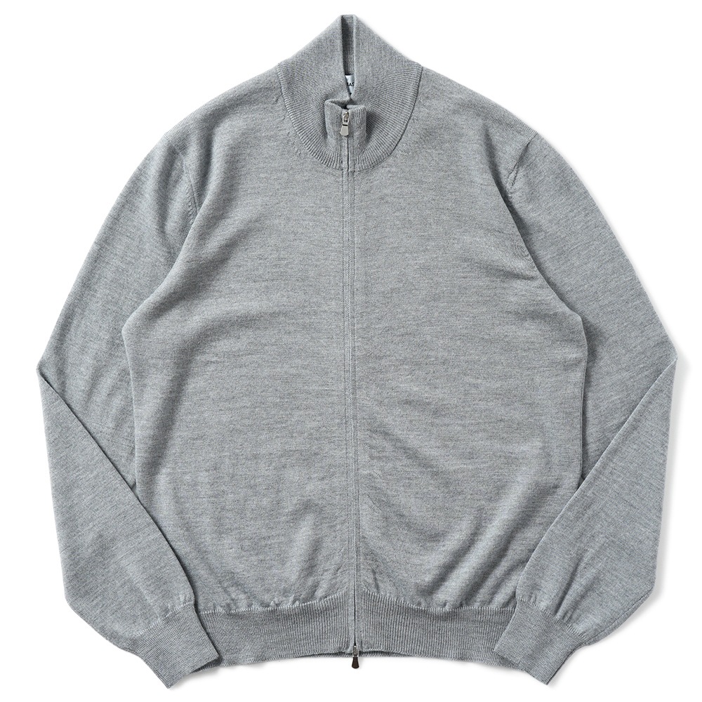 GRANSASSO グランサッソ メリノウール ニット ジップアップ スタンドカラー カーディガン 55144/14290 L.GRAY
