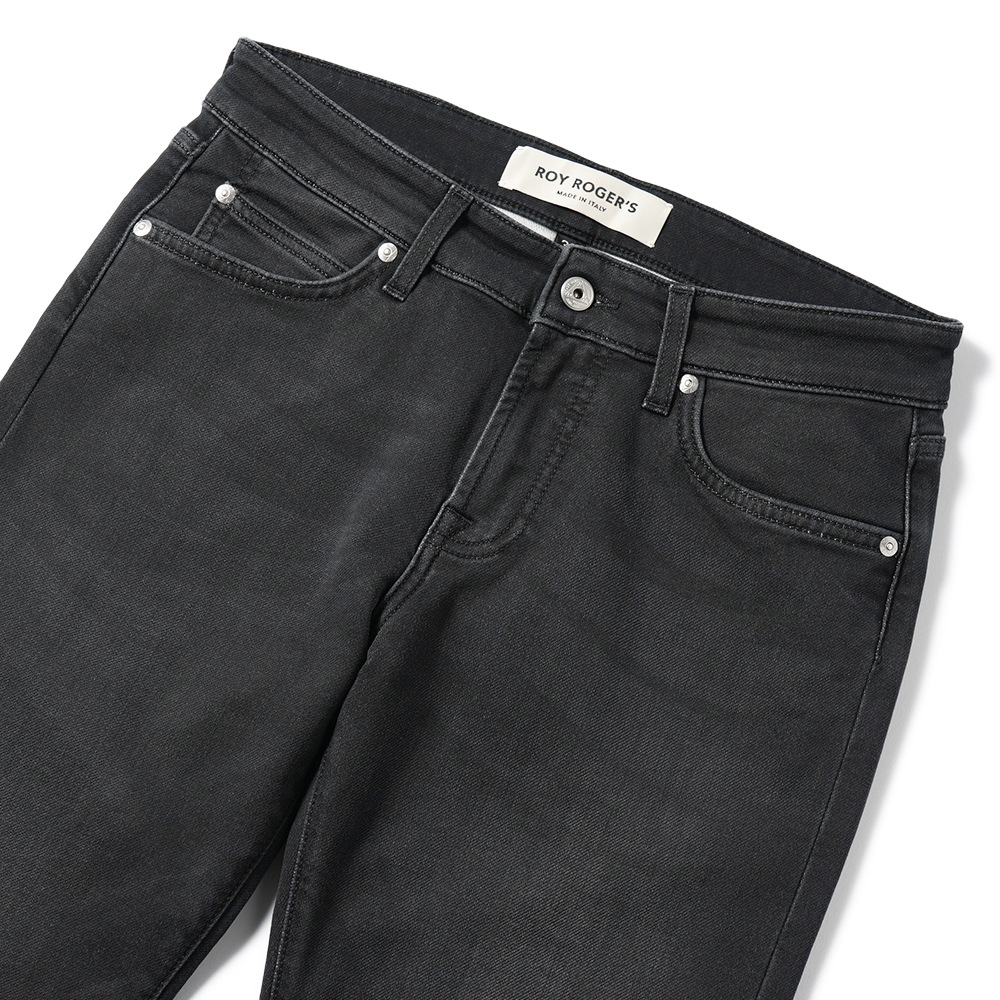 ROY ROGER'S ロイ ロジャース LEONARD JP MAN BLACK FLEECE DARK レオナルド デニムライクスウェット 5ポケットパンツ DENIM BLACK