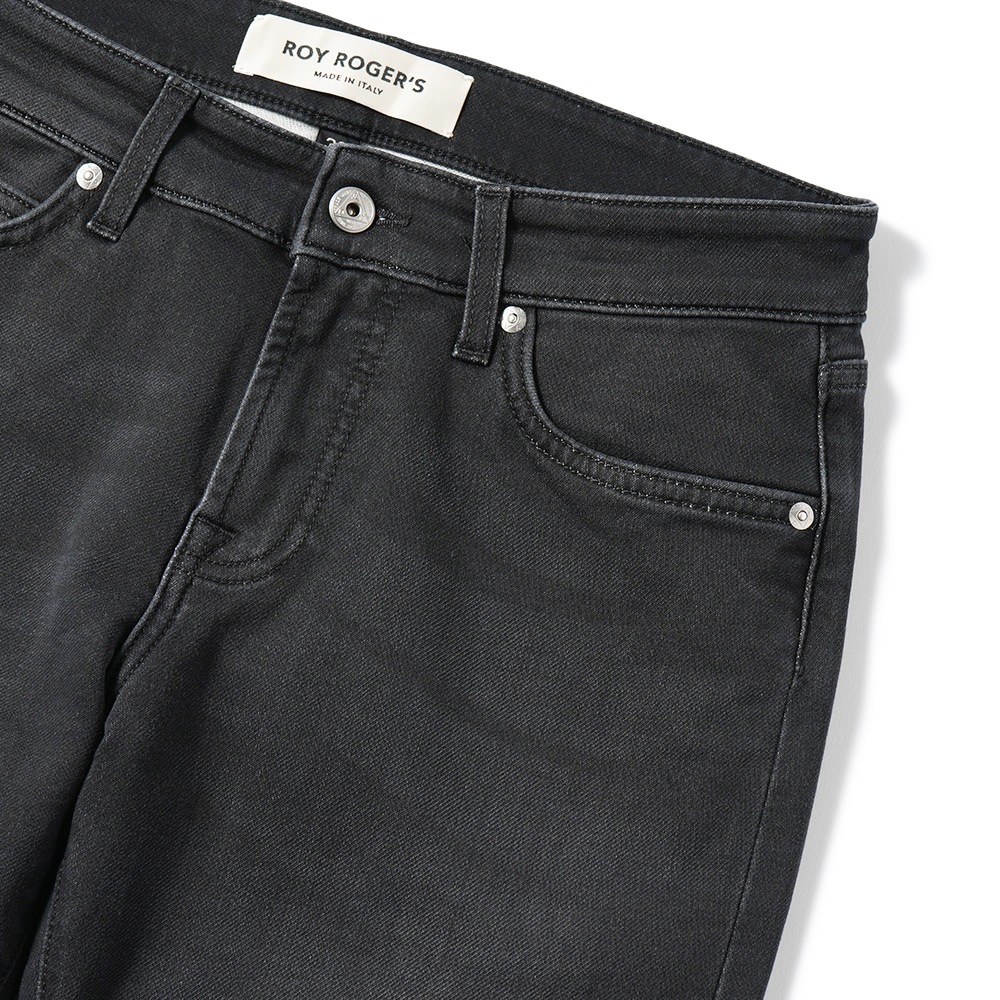 ROY ROGER'S ロイ ロジャース LEONARD JP MAN BLACK FLEECE DARK レオナルド デニムライクスウェット 5ポケットパンツ DENIM BLACK