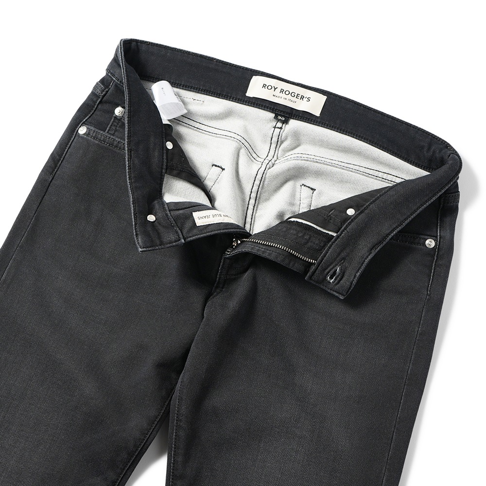 ROY ROGER'S ロイ ロジャース LEONARD JP MAN BLACK FLEECE DARK レオナルド デニムライクスウェット 5ポケットパンツ DENIM BLACK
