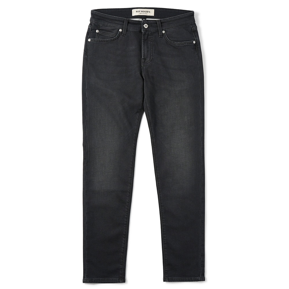 ROY ROGER'S ロイ ロジャース LEONARD JP MAN BLACK FLEECE DARK レオナルド デニムライクスウェット 5ポケットパンツ DENIM BLACK