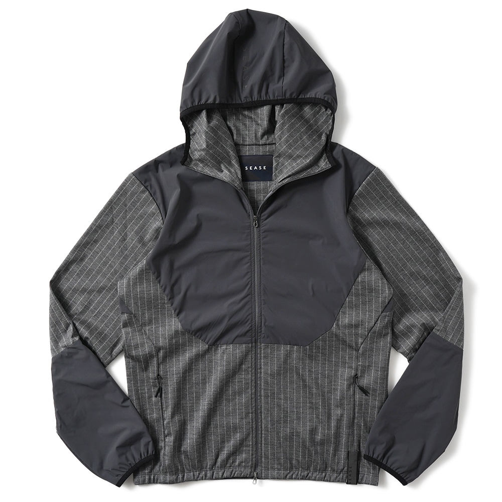 SEASE シーズ ZIPPED HOODIE HYBRID WH049/TJ109 ジップフーディ ハイブリッド N65 GRAPHITE GREY