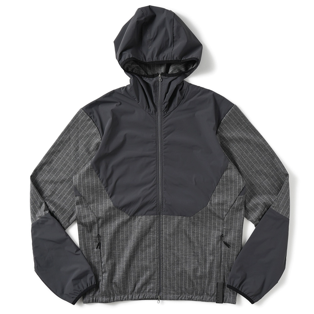 SEASE シーズ ZIPPED HOODIE HYBRID WH049/TJ109 ジップフーディ ハイブリッド N65 GRAPHITE GREY