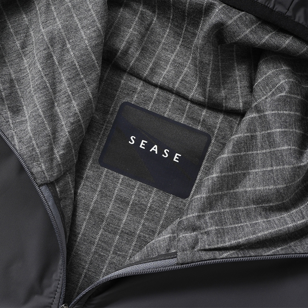 SEASE シーズ ZIPPED HOODIE HYBRID WH049/TJ109 ジップフーディ ハイブリッド N65 GRAPHITE GREY