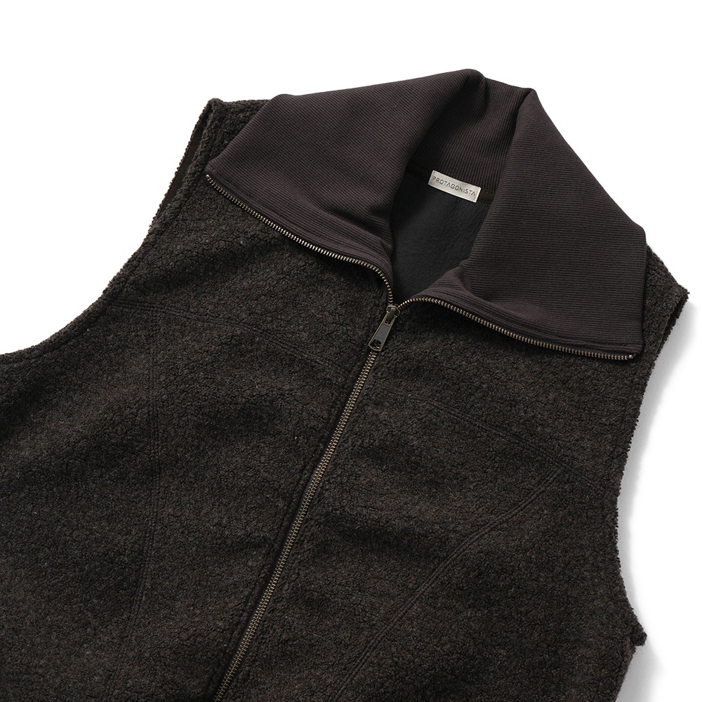 PROTAGONISTA プロタゴニスタ ジップアップ ボアベスト PNT-CT-98 DARK BROWN